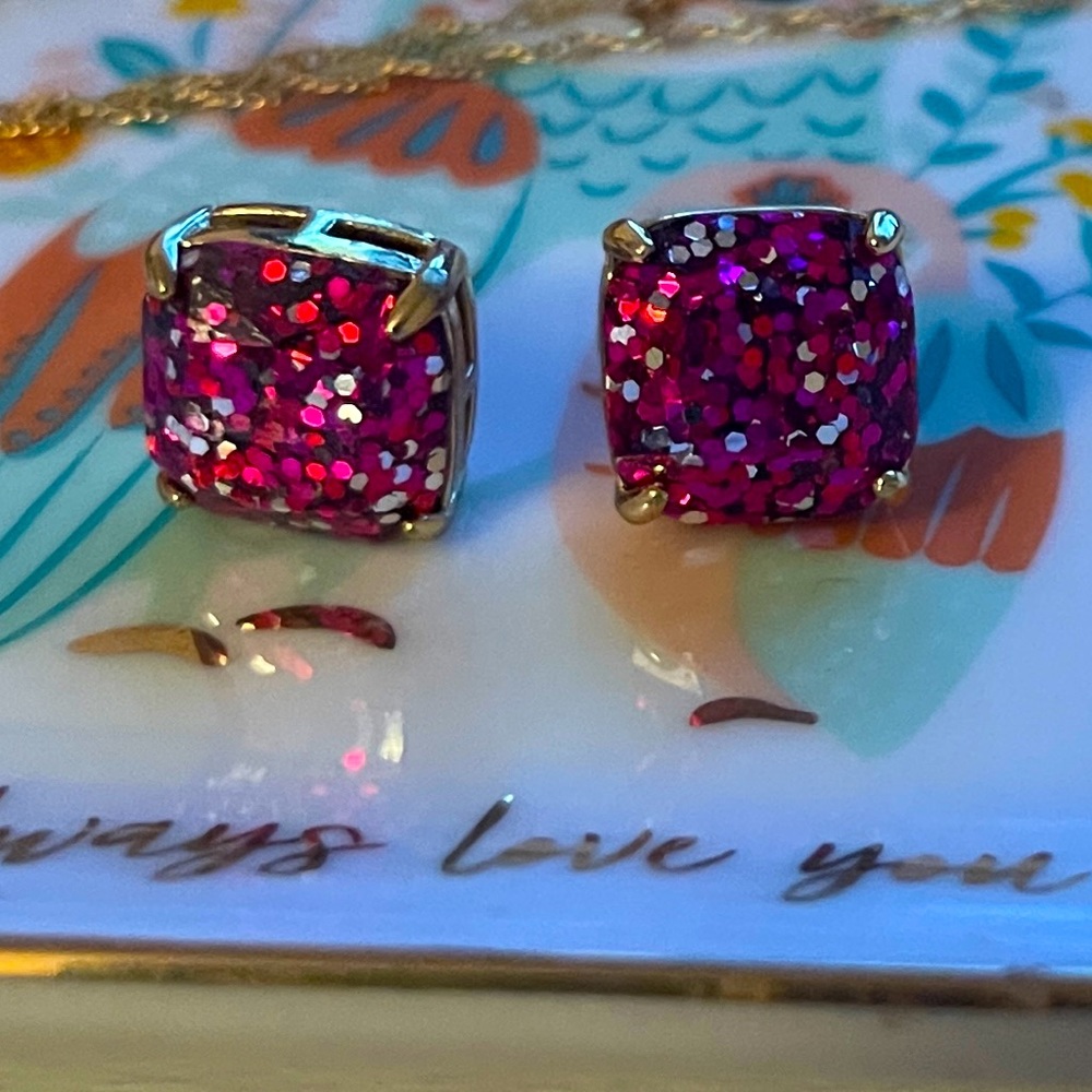 Kate Spade square glitter stud earrings.
